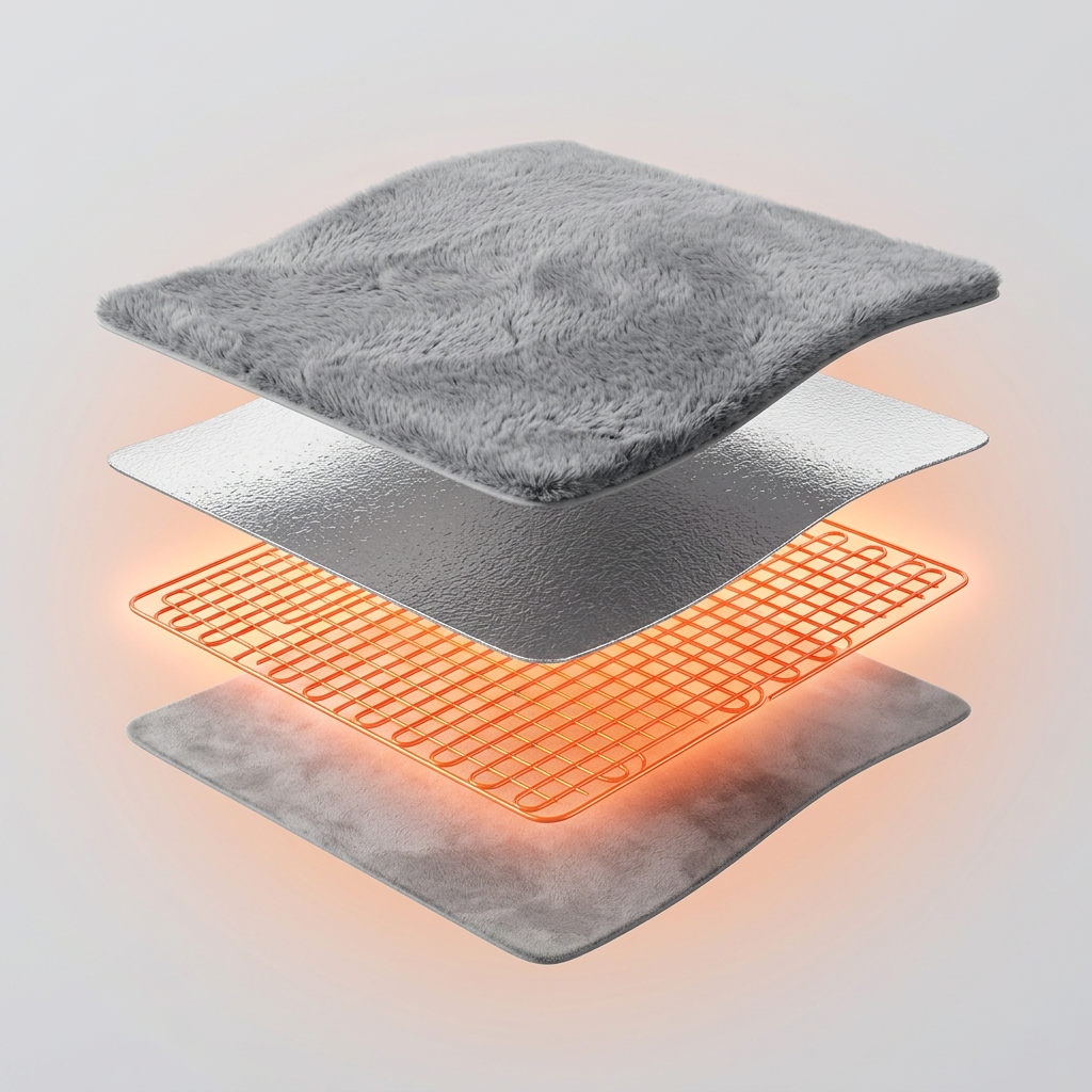 Layers of the heated blanket with even heating wires